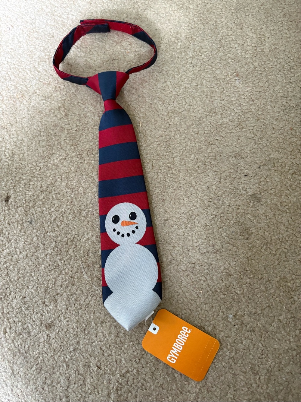Gymboree Red and Navy Striped Snowman Kids Necktie